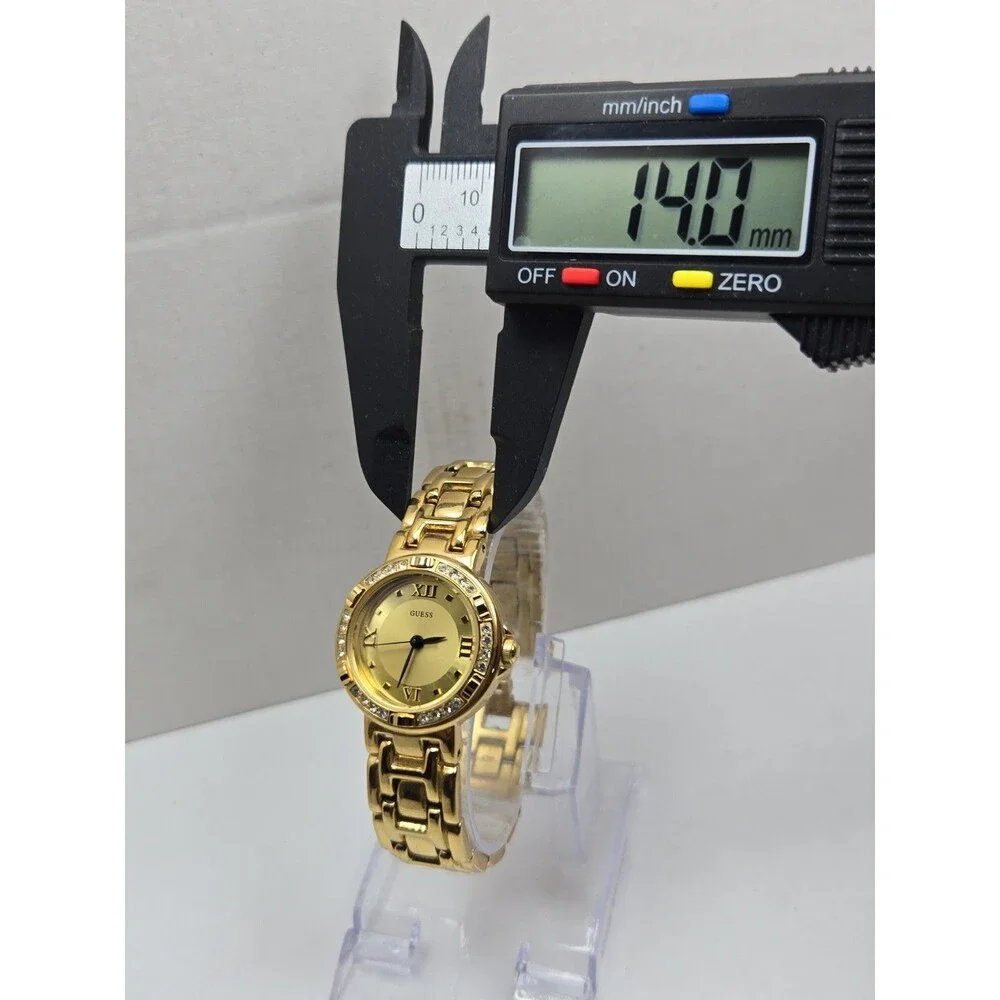 Vintage Guess Womens Gold Tone Crystal Bezel Watch New Battery Dainty Petite